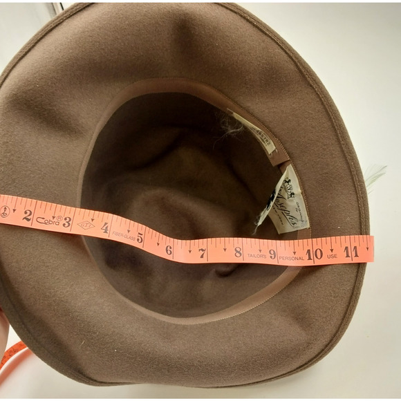 Mr Josephs Original Brown Fedora Felt Coche Hat w Multicolor Feathers New York main image 11